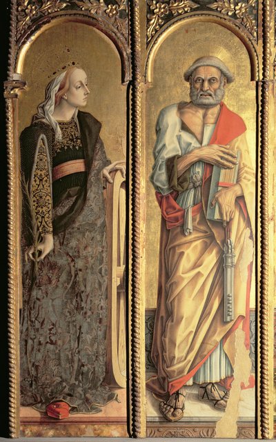 St. Catherine of Alexandria and St. Peter (detail) by Carlo Crivelli